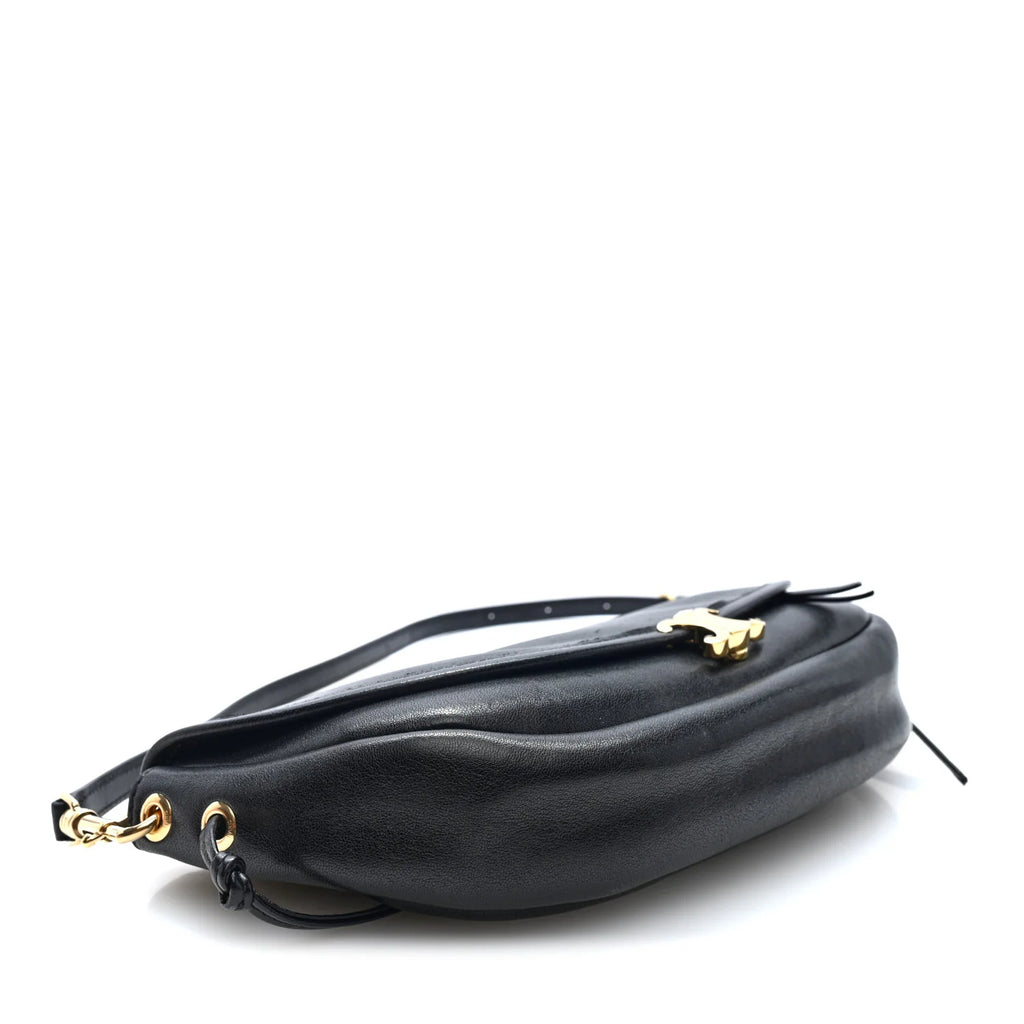 Celine Soft Triomphe Half-Moon Shoulder Bag – Black & Gold
