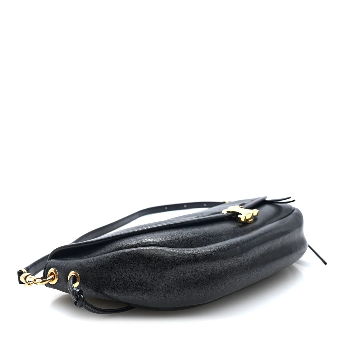Celine Soft Triomphe Half-Moon Shoulder Bag – Black & Gold