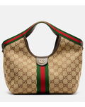 Gucci GG Monogram Tote – Beige & Brown