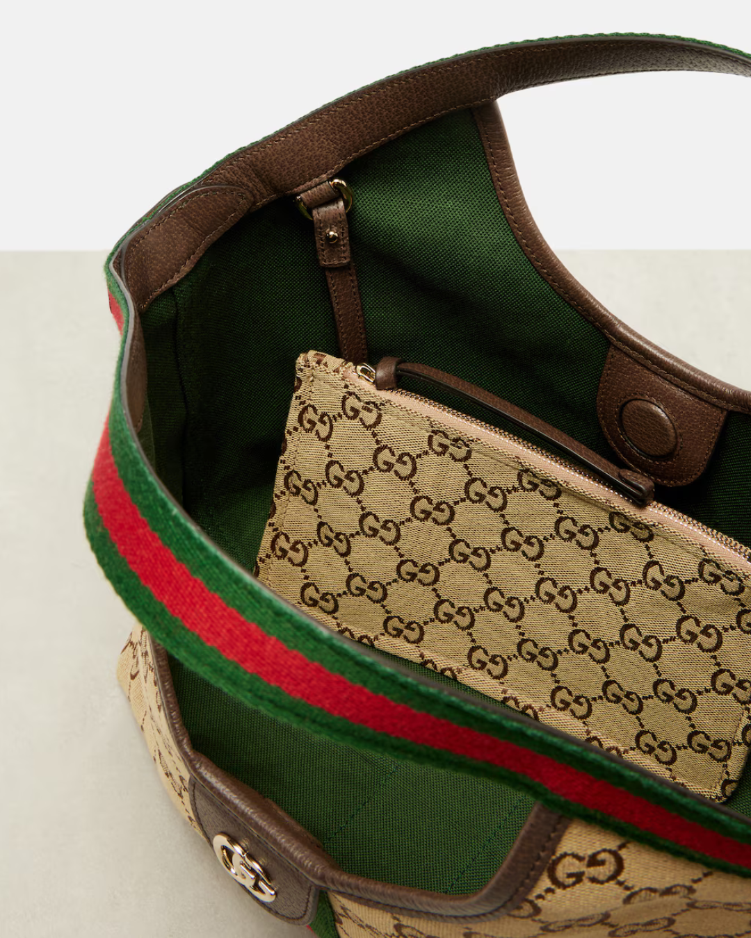 Gucci GG Monogram Tote – Beige & Brown