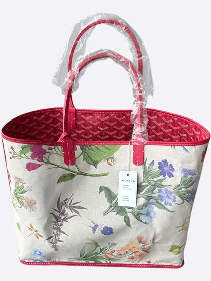 Goyard Saint Louis-Style Tote – Medium Burgundy Floral