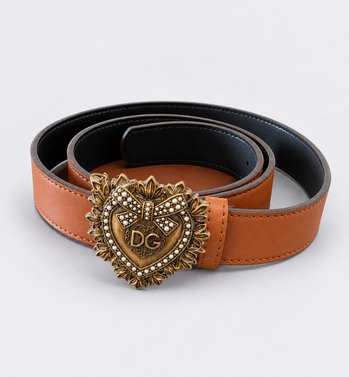 Dolce & Gabbana Devotion Belt – Cognac Brown