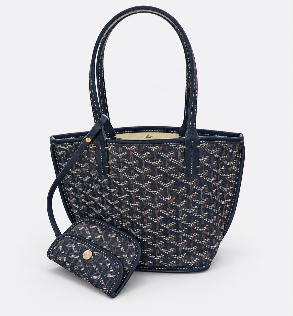 Goyard Saint Louis-Style Tote – Small Blue Floral