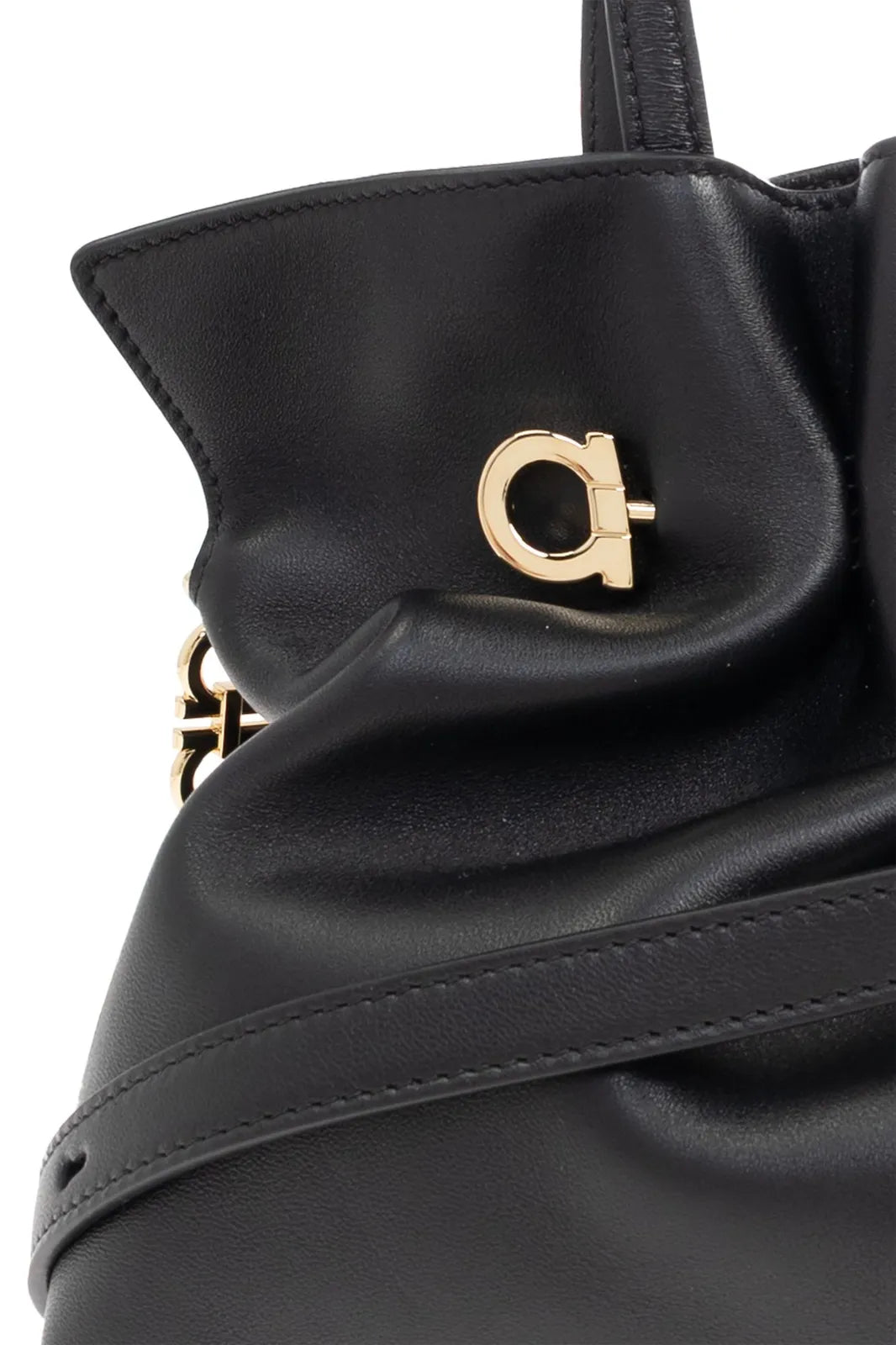 Ferragamo Soft Pleated Shoulder Bag – Black
