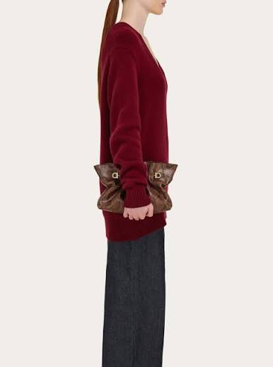 Ferragamo Small Soft Pleated Chain Bag – Burgundy