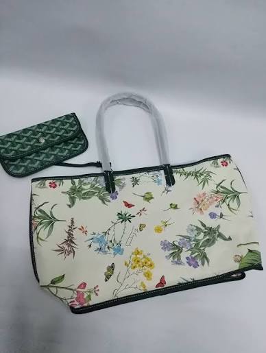 Goyard Saint Louis-Style Tote – Medium Green Floral